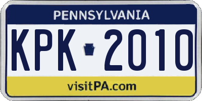 PA license plate KPK2010