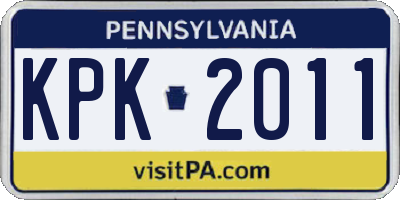 PA license plate KPK2011