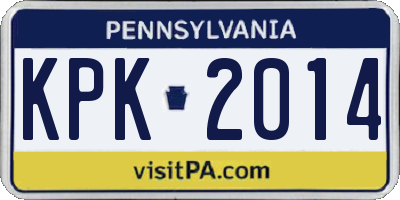 PA license plate KPK2014