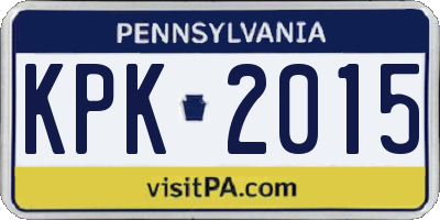 PA license plate KPK2015