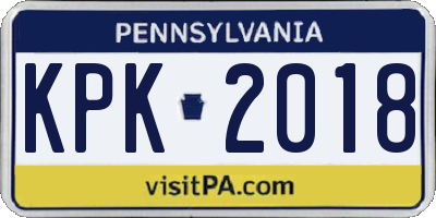 PA license plate KPK2018