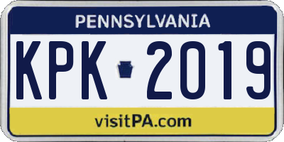 PA license plate KPK2019