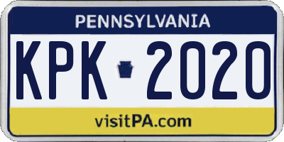 PA license plate KPK2020
