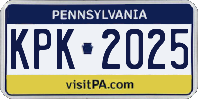 PA license plate KPK2025