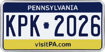 PA license plate KPK2026
