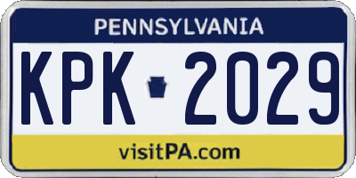 PA license plate KPK2029