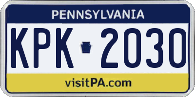 PA license plate KPK2030