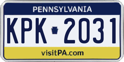 PA license plate KPK2031