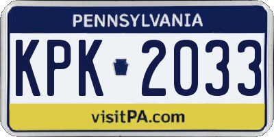 PA license plate KPK2033