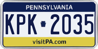 PA license plate KPK2035