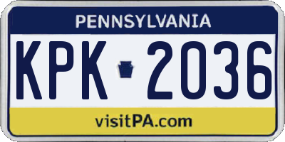 PA license plate KPK2036