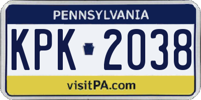 PA license plate KPK2038