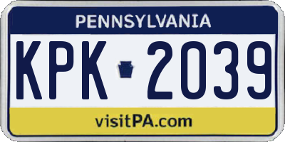 PA license plate KPK2039