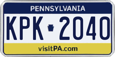 PA license plate KPK2040