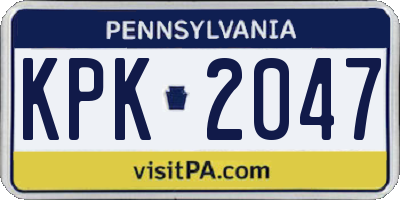 PA license plate KPK2047