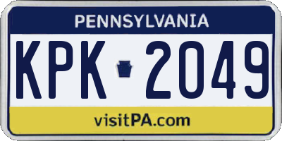 PA license plate KPK2049