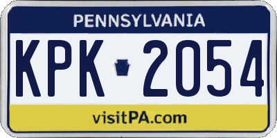 PA license plate KPK2054