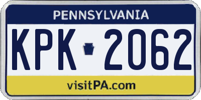 PA license plate KPK2062