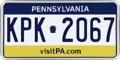 PA license plate KPK2067