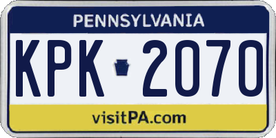 PA license plate KPK2070