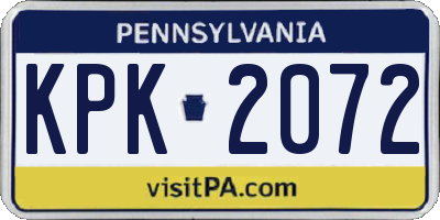 PA license plate KPK2072