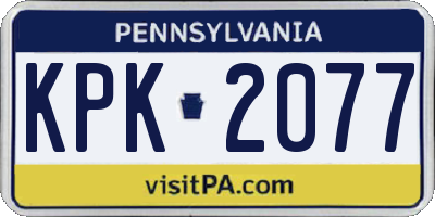 PA license plate KPK2077