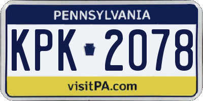 PA license plate KPK2078
