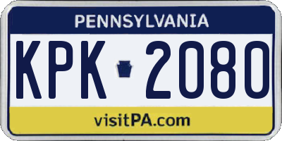 PA license plate KPK2080