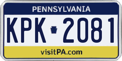 PA license plate KPK2081