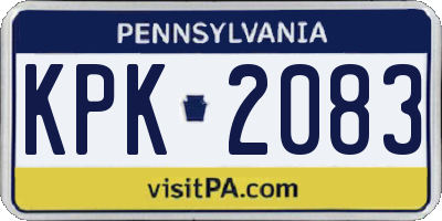 PA license plate KPK2083