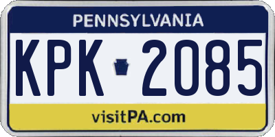 PA license plate KPK2085