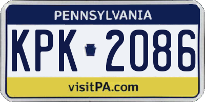 PA license plate KPK2086