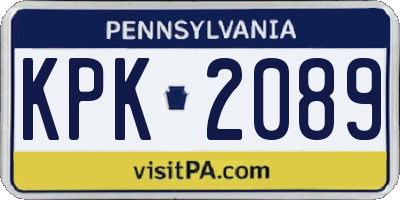 PA license plate KPK2089