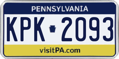 PA license plate KPK2093