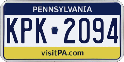 PA license plate KPK2094