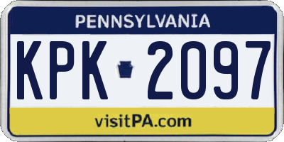 PA license plate KPK2097