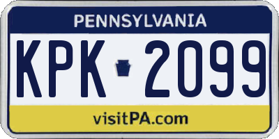 PA license plate KPK2099