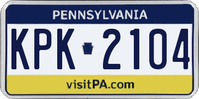 PA license plate KPK2104