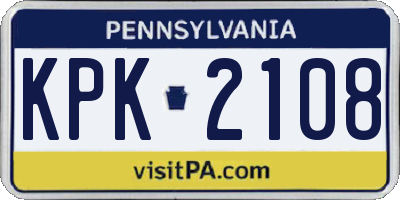 PA license plate KPK2108
