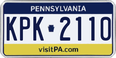 PA license plate KPK2110