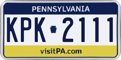 PA license plate KPK2111