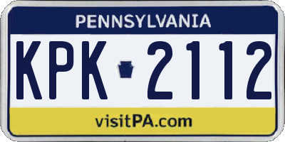 PA license plate KPK2112