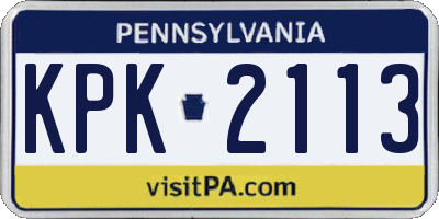 PA license plate KPK2113