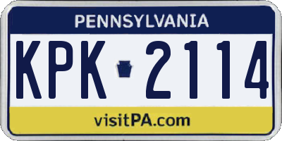 PA license plate KPK2114