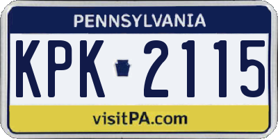 PA license plate KPK2115
