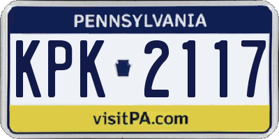 PA license plate KPK2117