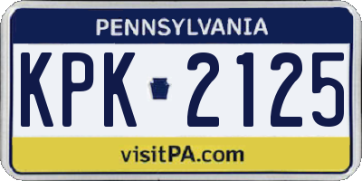 PA license plate KPK2125