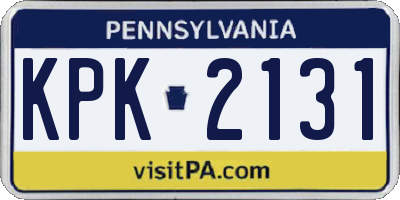 PA license plate KPK2131