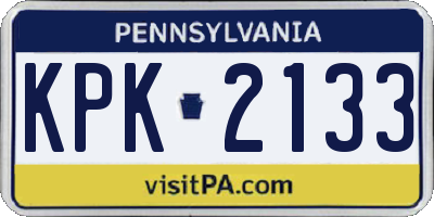 PA license plate KPK2133
