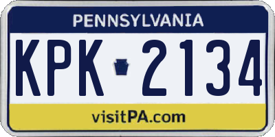 PA license plate KPK2134